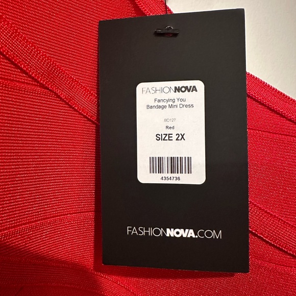 Fashion Nova sexy red bandage club dress; side peek-a-boo; spaghetti straps. New - Picture 2 of 3